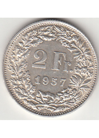 1957 - 2 Francs Argento Switzerland Standing Helvetia  Q/Fdc